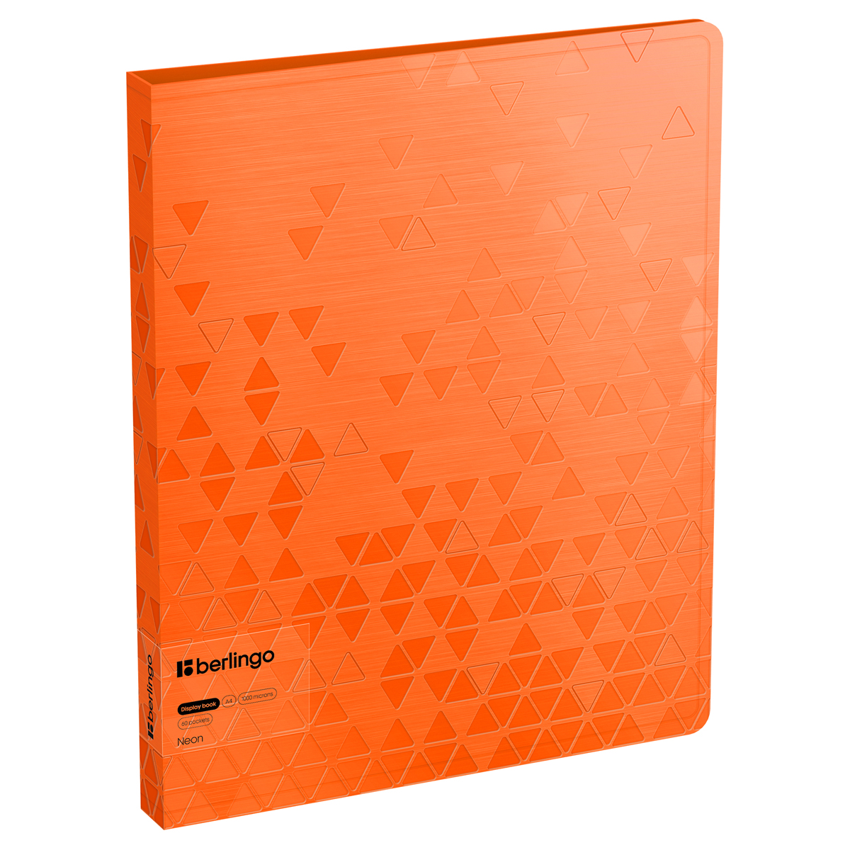 Папка с 60 вкладышами Berlingo "Neon", 30мм, 1000мкм, оранжевый неон, с внутр. карманом