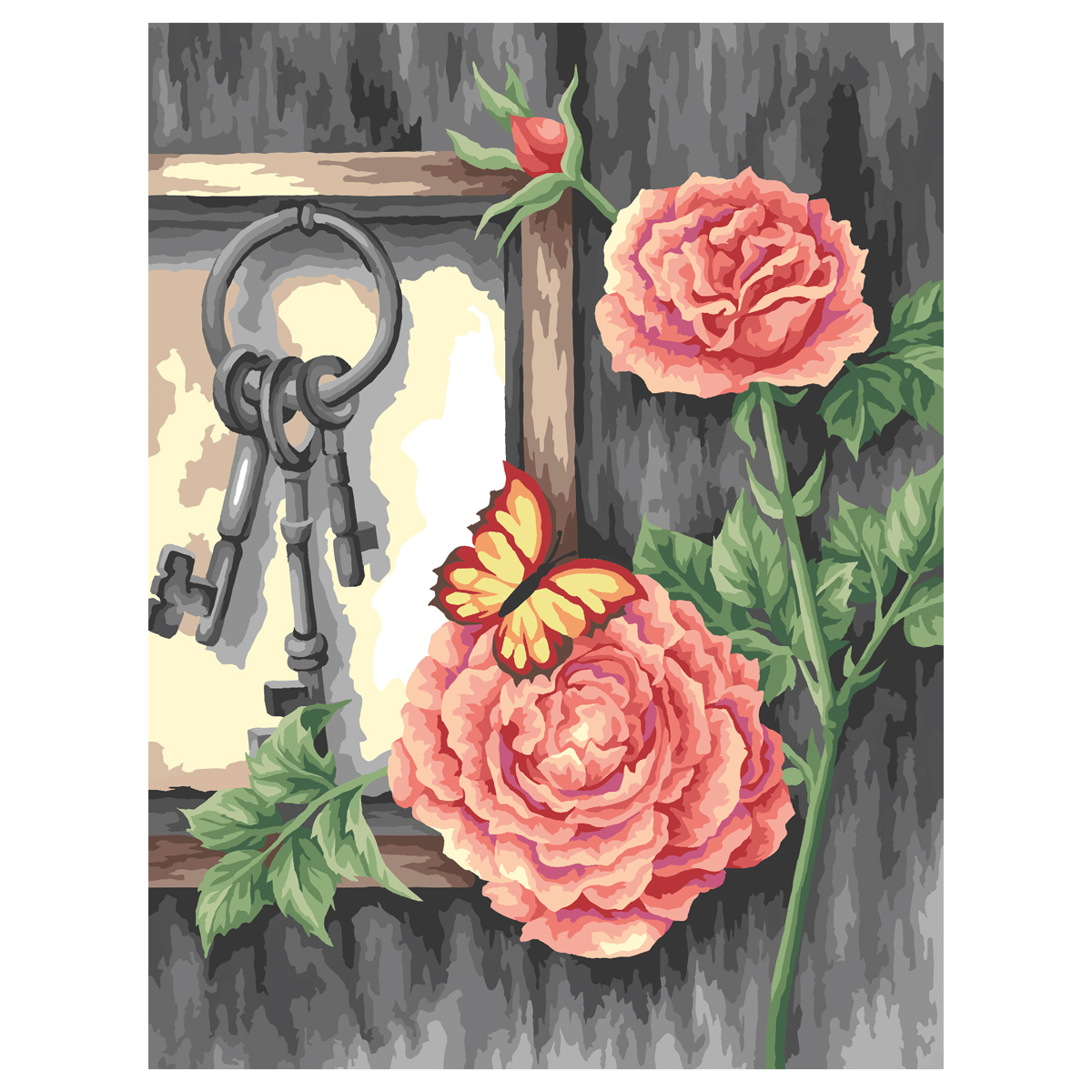 Картина по номерам на холсте ТРИ СОВЫ Ключи, 30*40, с акриловыми красками и кистями