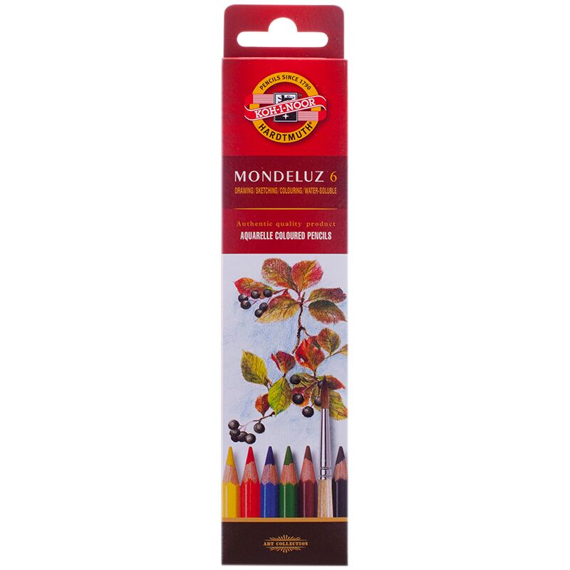 Карандаши акварельн. 6цв Koh-I-Noor Mondeluz, заточен., картон, европодвес