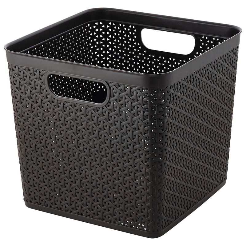 Корзина для хранения пластмассовая "Rattan" 21л, 29,5х29,5х27,5см, квадратная, темный каштан (Россия) "Keeplex"