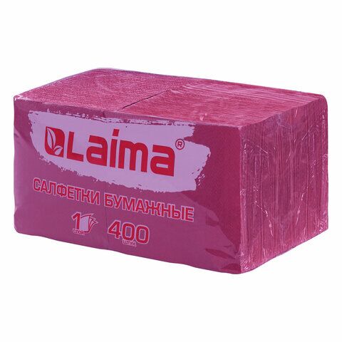 Салфетки 24x24 1-сл LAIMA 400шт, бордовые