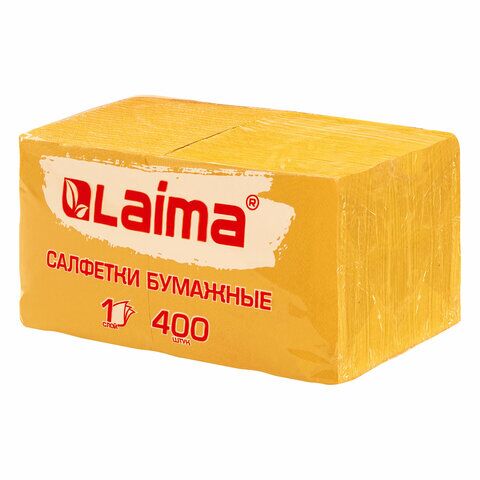 Салфетки 24x24 1-сл LAIMA 400шт, жёлтые