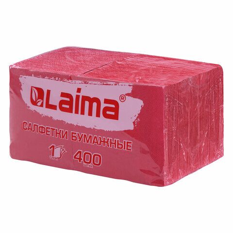 Салфетки 24x24 1-сл LAIMA 400шт, красные
