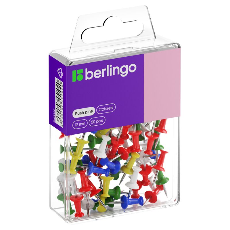 Кнопки силовые Berlingo, 50шт., ассорти, пласт. упак., европодвес