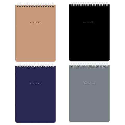 Блокнот А5 60л гребень клетка картон, жесткая подложка, BRAUBERG "Minimal Classic", 116426