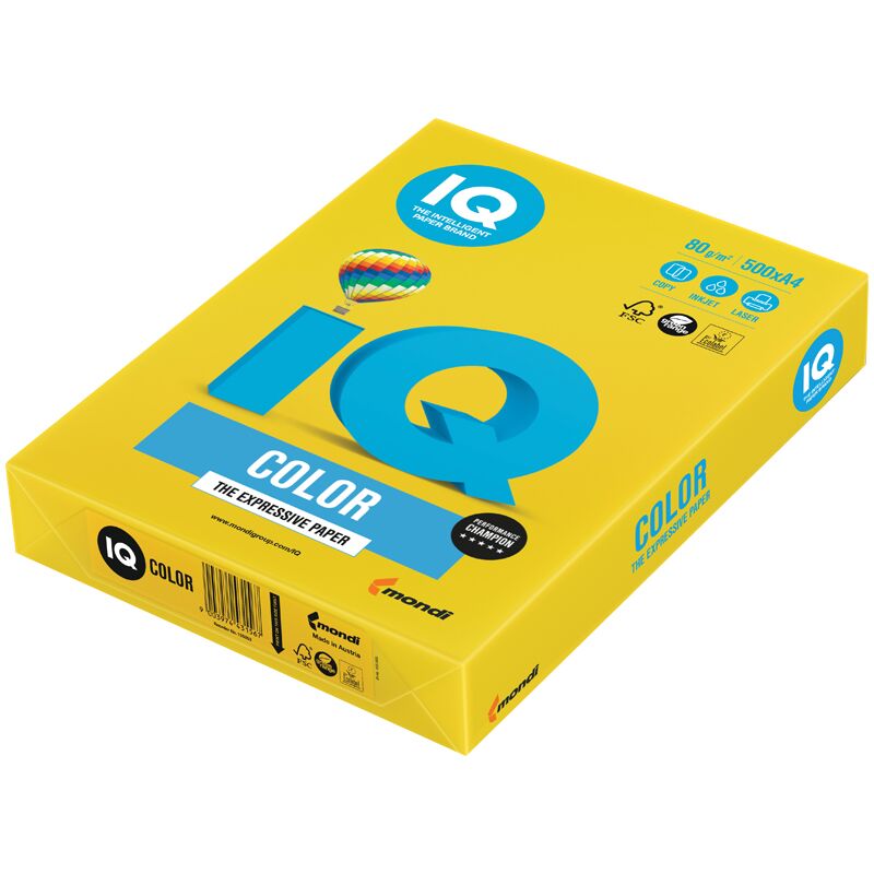 Бумага IQ Color intensive А4, 80г/м2, 500л. (ярко-желтый)