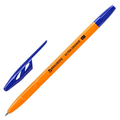 Ручка шариковая BRAUBERG ULTRA ORANGE, СИНЯЯ, узел 0,7 мм, чернила ГЕРМАНИЯ, наконечник ШВЕЙЦАРИЯ, 143562