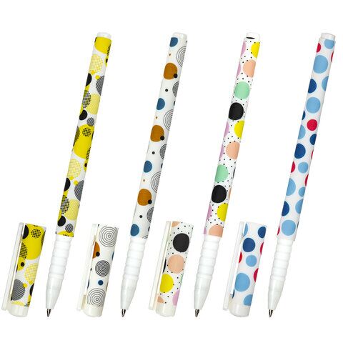 Ручка шариковая BRAUBERG SOFT TOUCH GRIP DOTS, СИНЯЯ, мягкое покрытие, ассорти, узел 0,7 мм, 143722