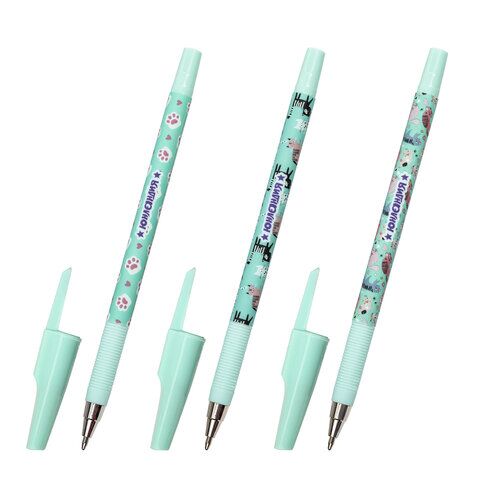 Ручка шариковая ЮНЛАНДИЯ GLAMOUR CAT, синяя, SOFT TOUCH покрытие, узел 0,7 мм, линия письма 0,35 мм, 143734