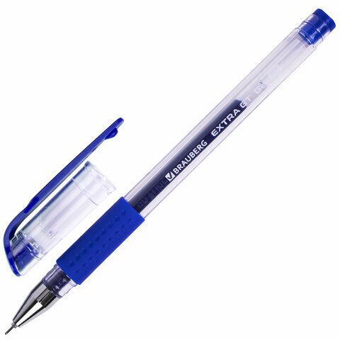 Ручка гелевая BRAUBERG EXTRA GT NEEDLE, СИНЯЯ, игольчатый узел 0,5 мм, линия 0,35 мм, 143916