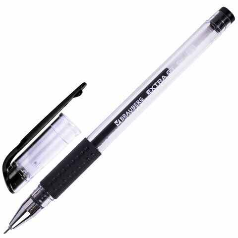 Ручка гелевая BRAUBERG EXTRA GT NEEDLE, ЧЕРНАЯ, игольчатый узел 0,5 мм, линия 0,35 мм, 143918