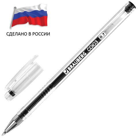 Ручка гелевая BRAUBERG СОЮЗ, ЧЕРНАЯ, корпус прозрачный, 0,7 мм, линия письма 0,5 мм, BRAUBERG, 143963