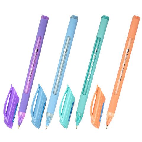 Ручка шарик. BRAUBERG Extra Glide Soft Pastel СИНЯЯ масляная узел 0,7 мм, линия письма 0,35 мм, 144073