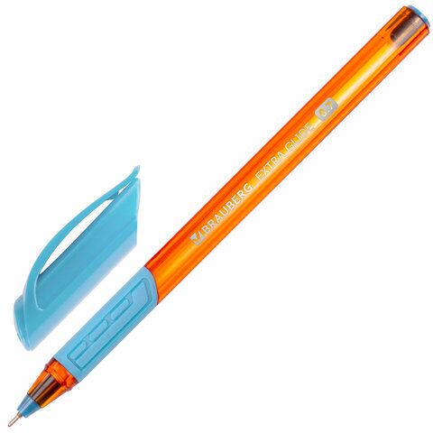 Ручка шарик. BRAUBERG Extra Glide GT Sky Blue СВ-СИНЯЯ масляная грип игольчатый узел 0,7 мм, линия письма 0,35 мм, 144074