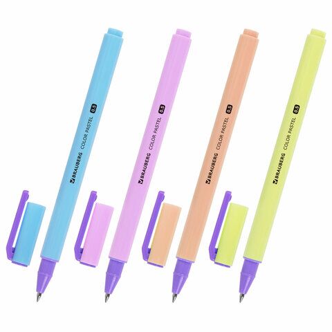 Ручка гелевая BRAUBERG COLOR PASTEL, СИНЯЯ, корпус ассорти, узел 0,5, линия 0,35 мм, 144121