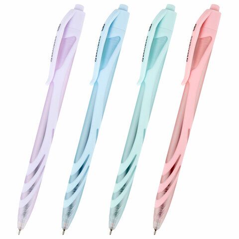 Ручка шарик. автомат. BRAUBERG ULTRA COLOR PASTEL, soft-touch, СИНЯЯ, пишущий узел 0,7 мм, линия 0,35 мм, 144204