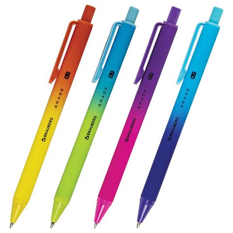 Ручка шарик. автомат. BRAUBERG Grade, корпус soft-touch, СИНЯЯ, пишущий узел 0,7 мм, линия письма 0,35 мм, 144205