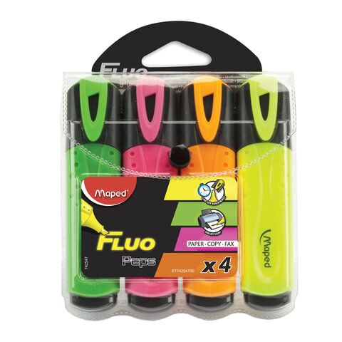 Набор текстовыделителей MAPED (Франция) 4 шт., АССОРТИ, Fluo Pep s Classic, линия 1-5 мм, 742547