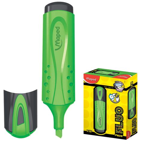 Текстовыделитель MAPED Fluo Pep's Classic, ЗЕЛЕНЫЙ, линия 1-5 мм, 742533