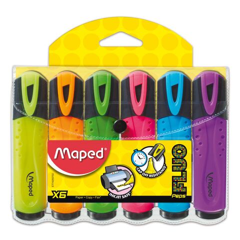 Набор текстовыделителей MAPED (Франция) 6 шт., АССОРТИ, Fluo Pep s Classic, линия 1-5 мм, 742557