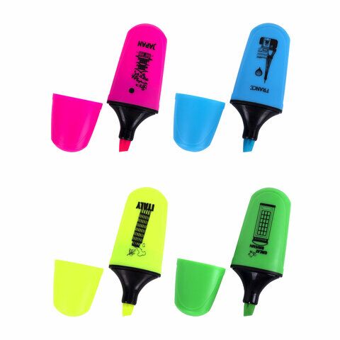 Текстовыделитель мини BRAUBERG NEON Mini, АССОРТИ В ПЛАСТИКОВОЙ БАНКЕ, линия 1-5 мм, 152431