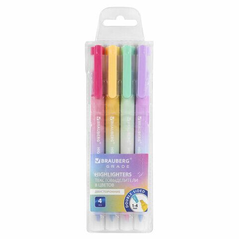 Текстовыделители 8цв 2-х стр BRAUBERG GRADE письма 1-4мм, 152509