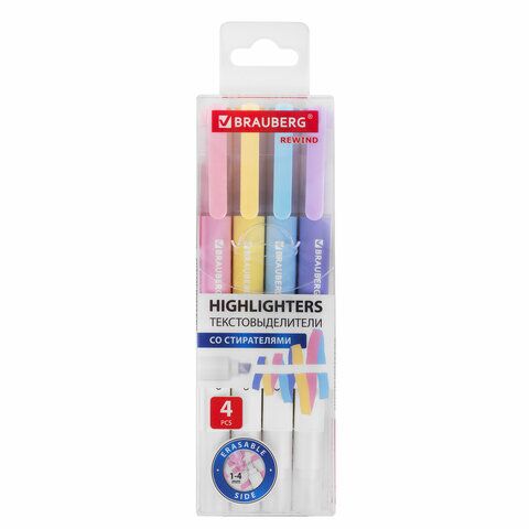 Текстовыделители 4цв 2-х стр стир BRAUBERG REWIND 1-4мм, 152510
