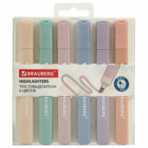 Текстовыделители 6цв BRAUBERG Morandi МОРАНДИ,1-5мм, 152516