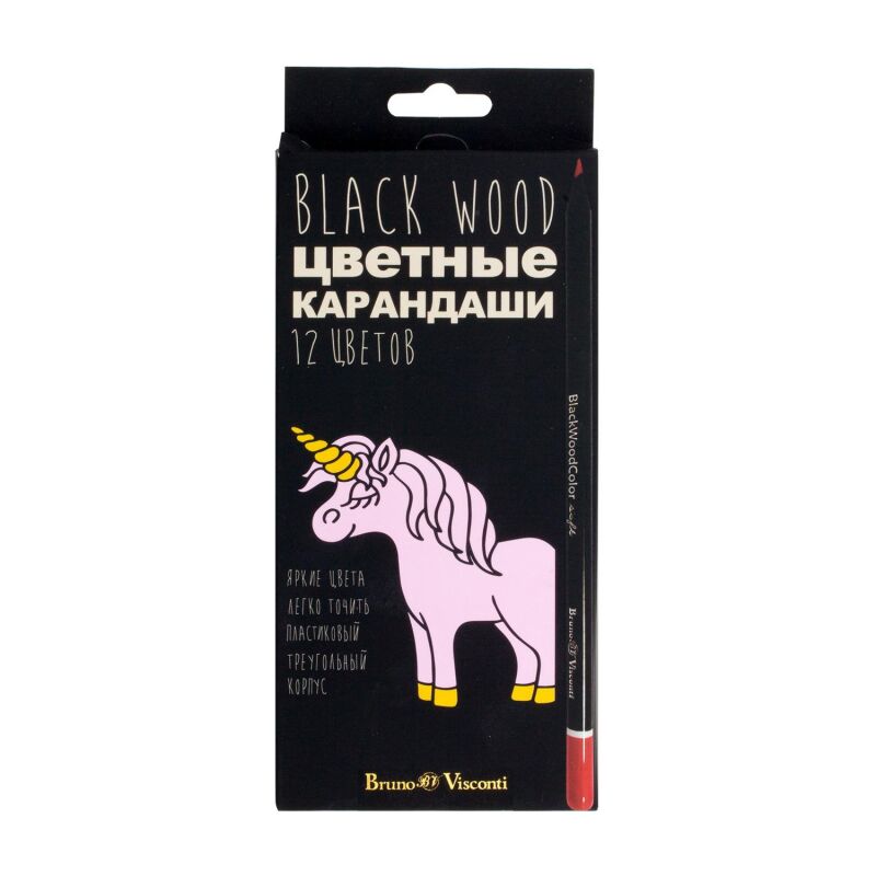 Карандаши цветные ПЛАСТИКОВЫЕ BlackWoodColor , 12цв, 30-0097