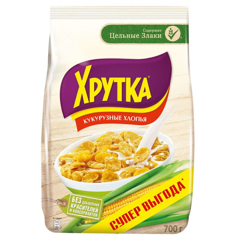 Хлопья кукурузные Хрутка хрустящие, обогащенные кальцием, 700г