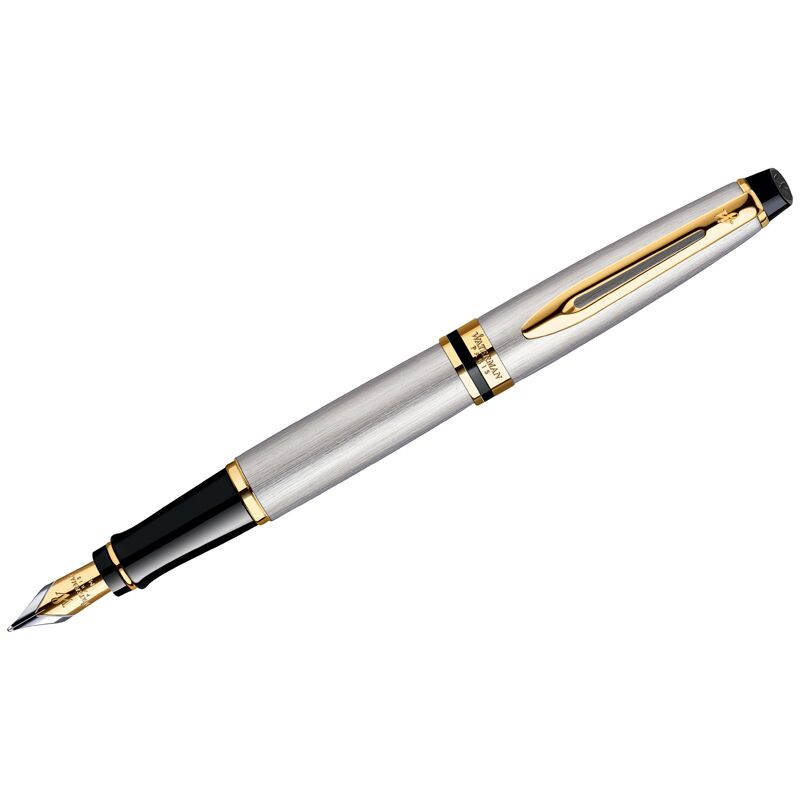 Ручка перьевая Waterman Expert Stainless Steel GT, синий, 0,8мм, подарочная упаковка