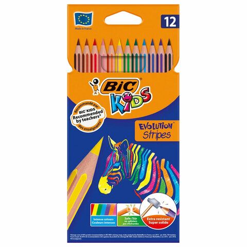 Карандаши 12цв BIC "Evolution Stripes",шестигранные, грифель 9505221