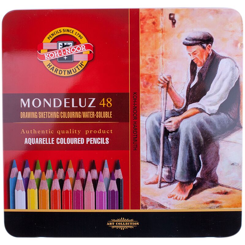 Карандаши акварельн. 48цв Koh-I-Noor Mondeluz, заточен., метал. пенал