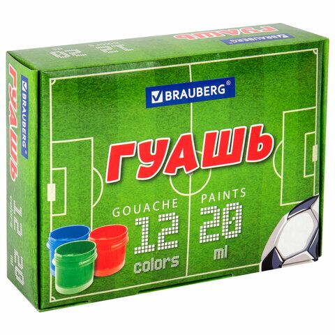 Гуашь 12цв 20мл BRAUBERG Футбол