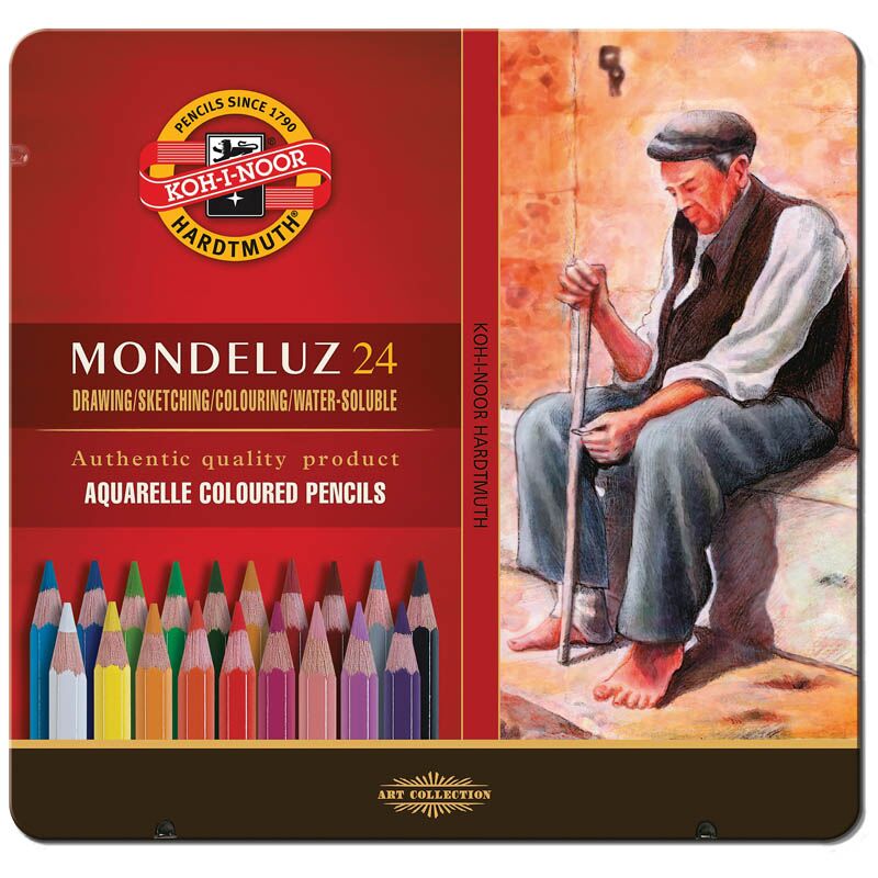 Карандаши акварельн. 24цв Koh-I-Noor Mondeluz, заточен., метал. пенал