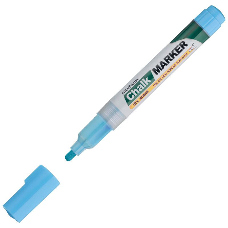 Маркер меловой MunHwa Chalk Marker голубой, 3мм, спиртовая основа, пакет