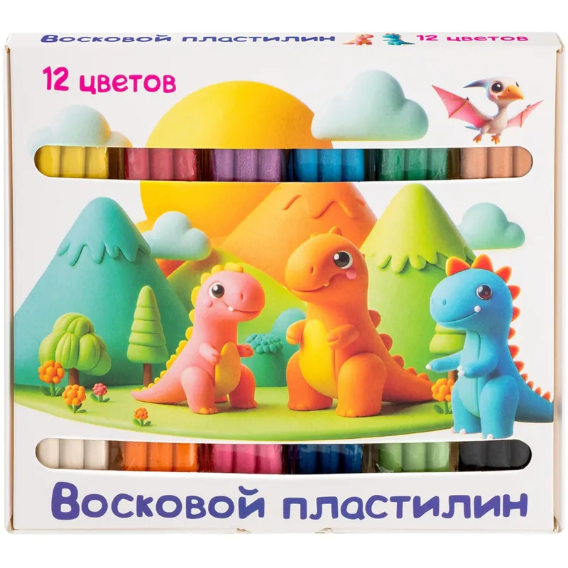 Пластилин восковой 12цв 180г Genio Kids