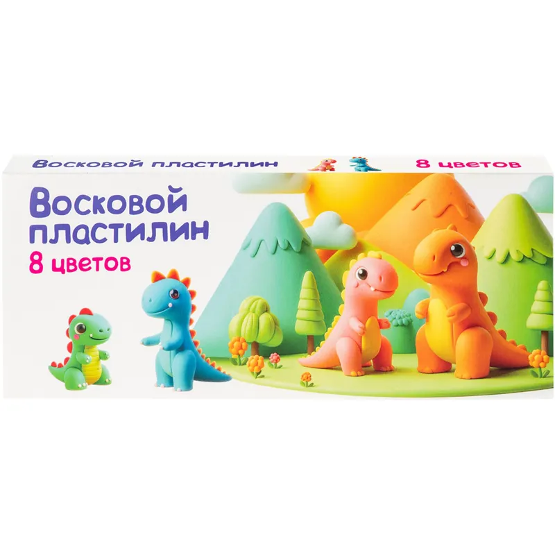 Пластилин восковой 8цв 120г Genio Kids