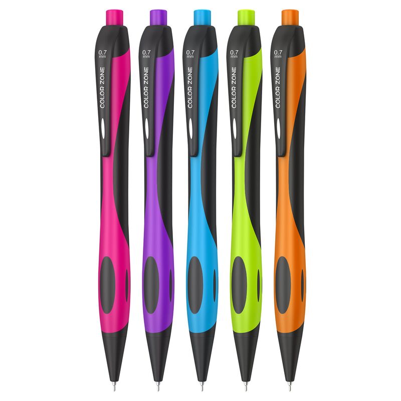 Ручка шариковая автоматическая Berlingo Color Zone 0,7мм, синяя, корпус ассорти