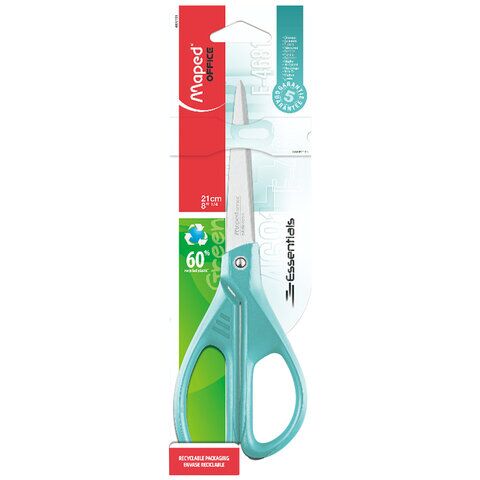 Ножницы 210мм MAPED Essentials Color, бирюзовые, эргономичные ручки, 468111