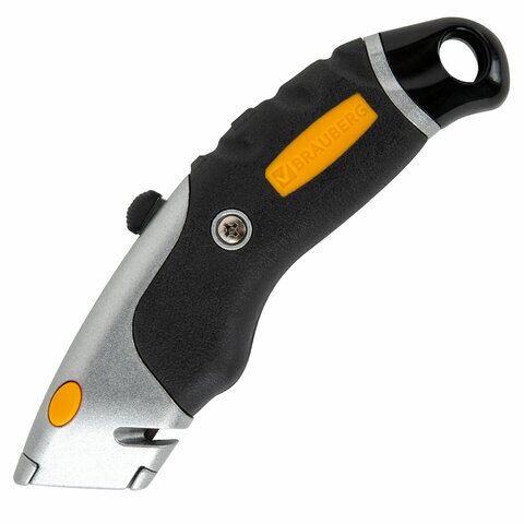 Нож канц. 18мм мощный алюминиевый BRAUBERG "Heavy duty M" автофиксатор резиновые вставки 238736