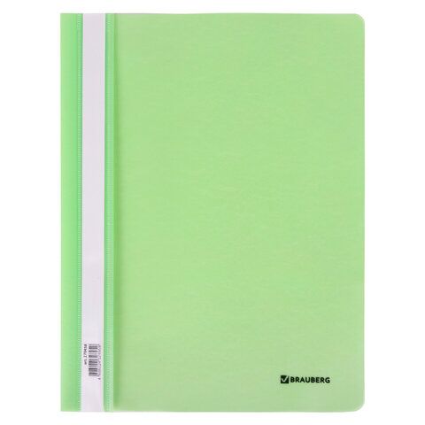 Скоросшиватель пластиковый BRAUBERG Pastel А4, 130/180 мкм, мятный, 270458