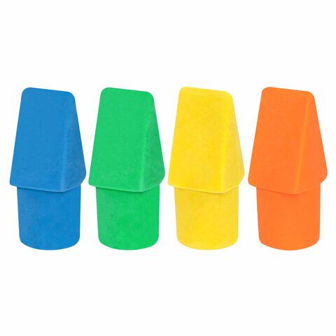Ластики-колпачки BRAUBERG Eraser Caps, НАБОР 12 ШТУК, яркие цвета ассорти, блистер, 271994