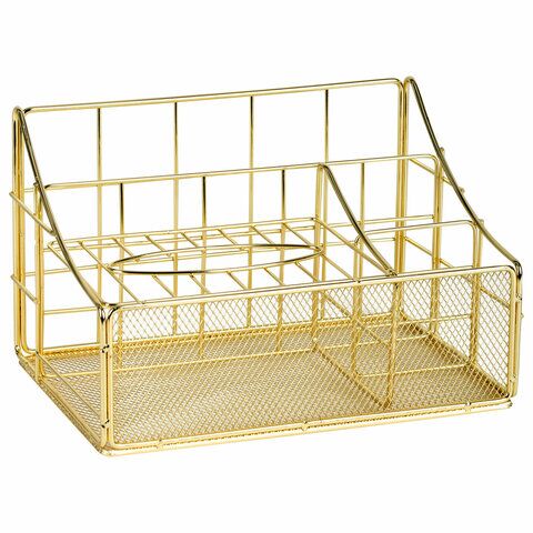 Органайзер для косметики и мелочей метал. 4 секции, MONTE VITA, 160х240х150 мм, золото, 272479