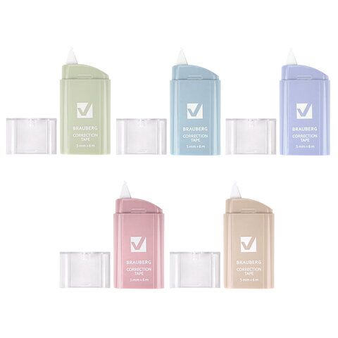 Корректирующая лента 5ммх6м BRAUBERG COMPACT PASTEL корпус ассорти, блистер, 272495