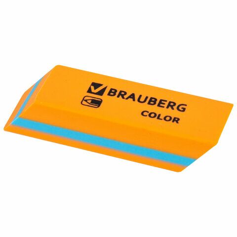 Ластик BRAUBERG Color, 55х15х13 мм, прямоугольный, скошенный, яркие цвета ассорти, 272671
