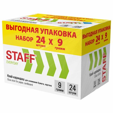 Клей-карандаш 09г STAFF EVERYDAY 24шт