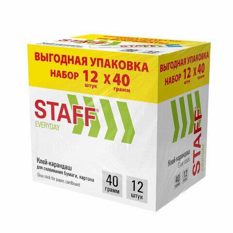 Клей-карандаш 40г STAFF EVERYDAY 12шт