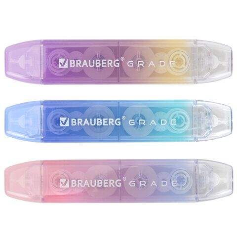 Корректирующая лента 5ммх10м BRAUBERG GRADE PASTEL корпус ассорти, блистер, 273025