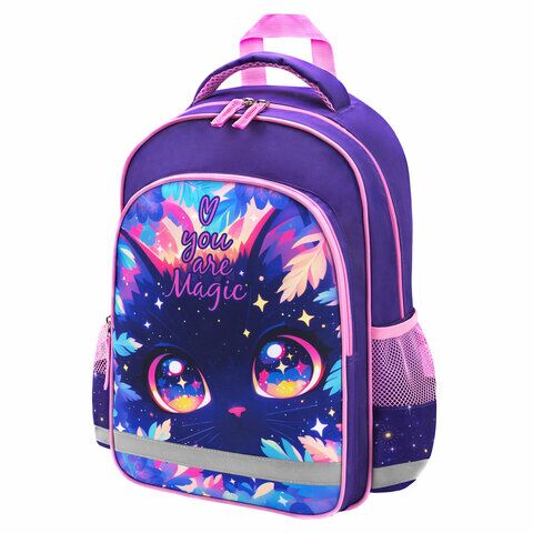 Рюкзак ПИФАГОР SCHOOL, 1 отделение, 3 кармана, "Magic kitty", 38x28х14 см,
